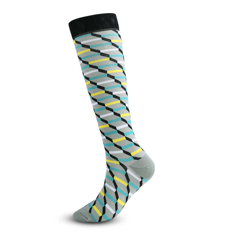 Chaussettes de compression à rayures irrégulières colorées (3 paires)