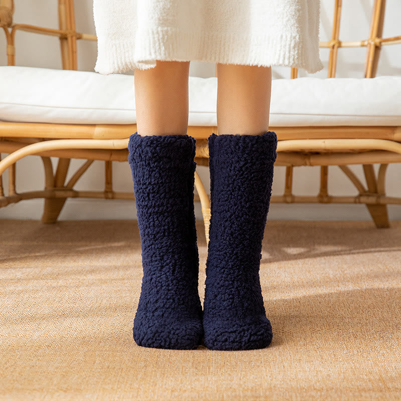 Chaussettes-chaussons d'hiver en polaire double face (2 paires) - Bleu marine - EU36-42(US3-8.5) - image 6