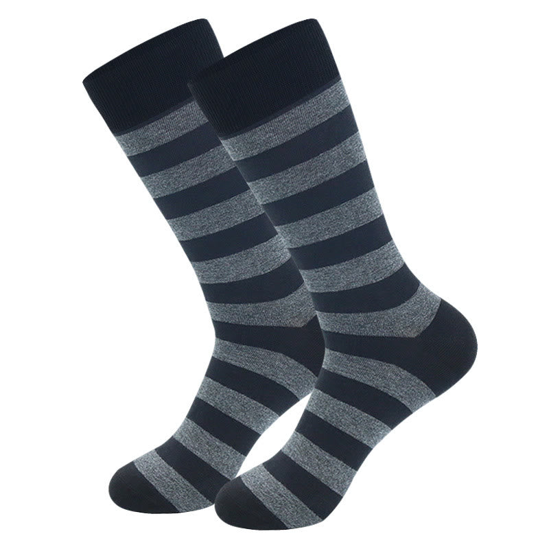 Chaussettes mi-mollet à rayures grises grande taille (5 paires)