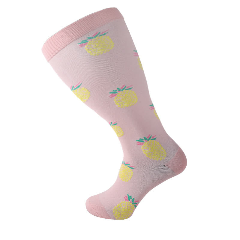 Chaussettes de compression ananas roses grande taille 2XL-7XL (3 paires)