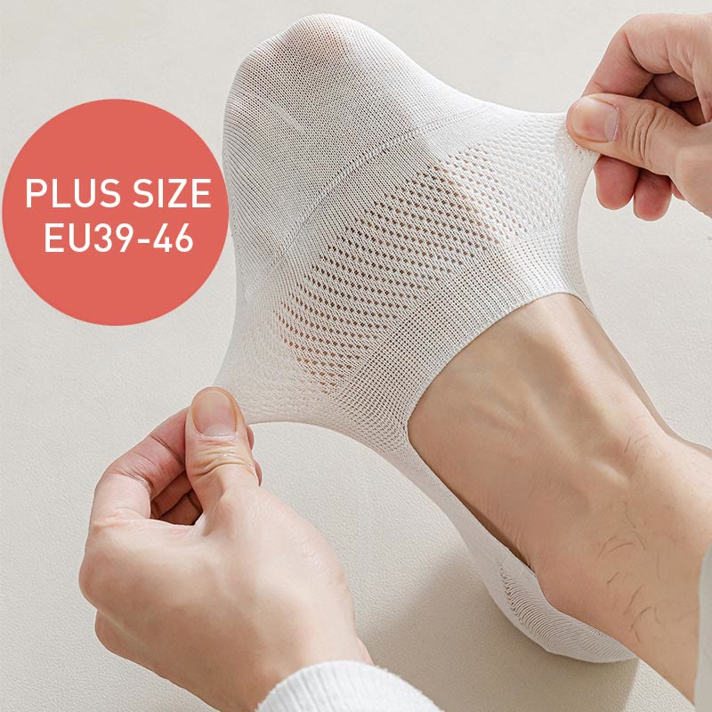 Chaussettes invisibles respirantes en maille grande taille (5 paires)