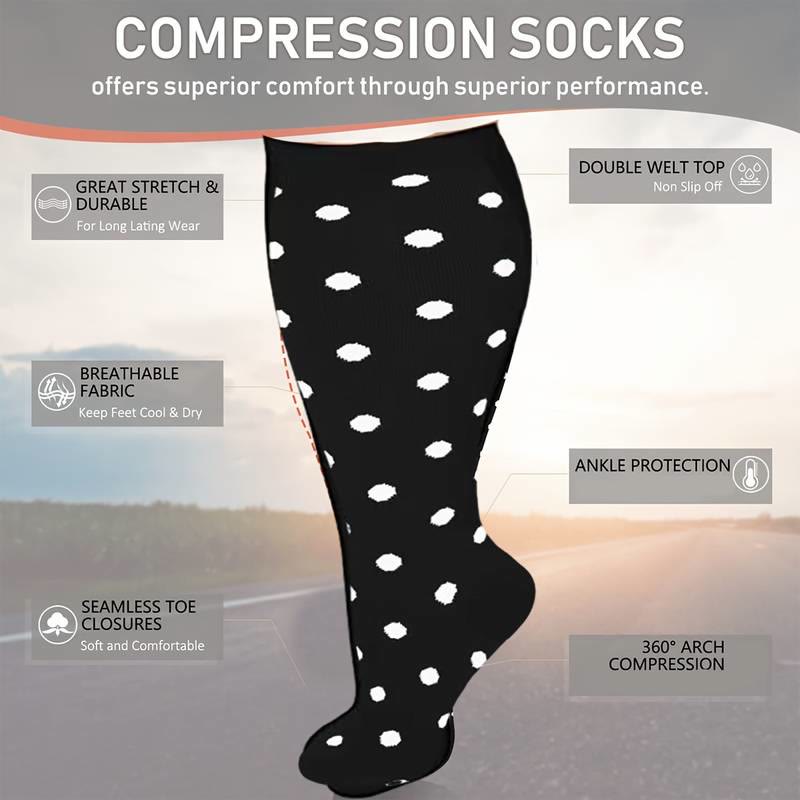Chaussettes de compression à rayures blanches grande taille (3 paires)
