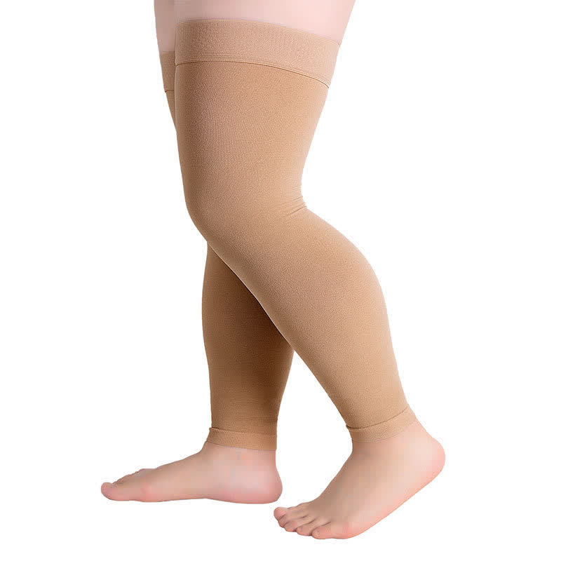 Manchon de compression grande taille sans orteils et à hauteur de cuisse