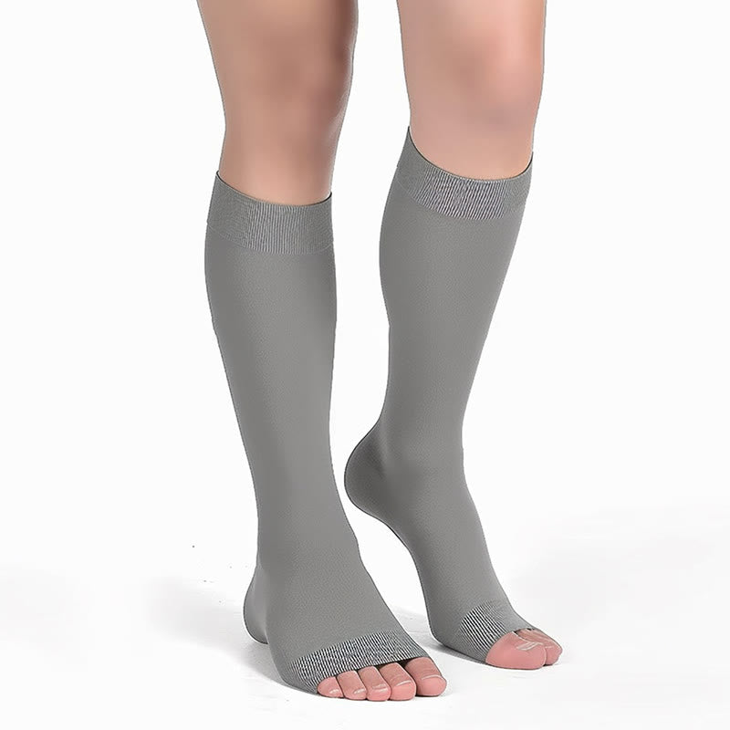 Chaussettes de compression à bout ouvert multicolores grande taille - Gris - 4XL - image 12