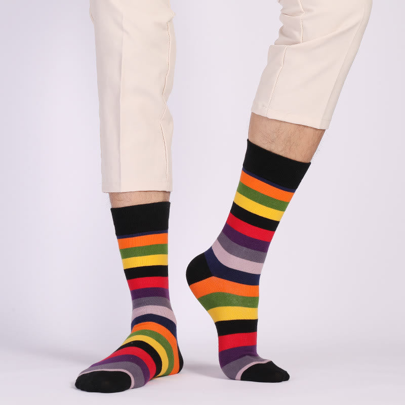 Chaussettes à rayures colorées grande taille (6 paires)