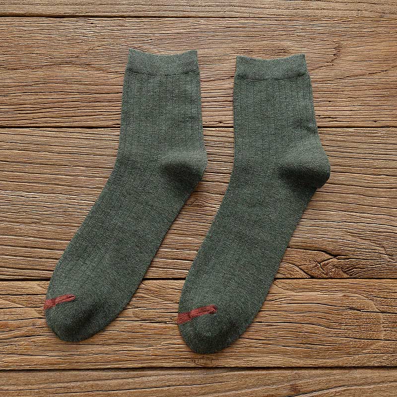 Chaussettes en coton à doublure couleur pure grande taille (6 paires)