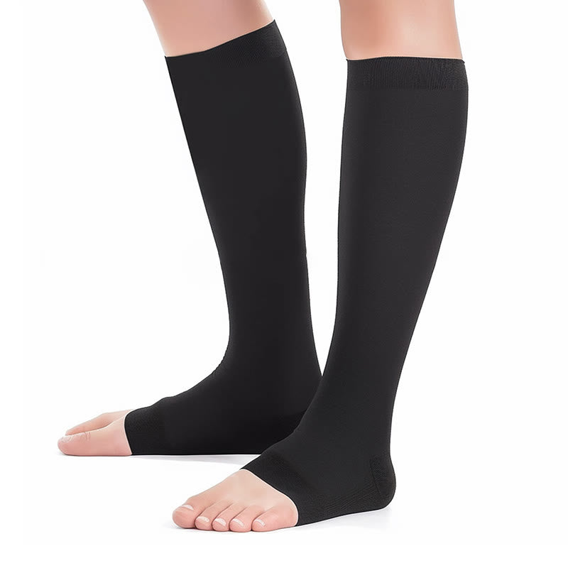 Chaussettes de compression à bout ouvert multicolores grande taille - Noir - 4XL - image 6