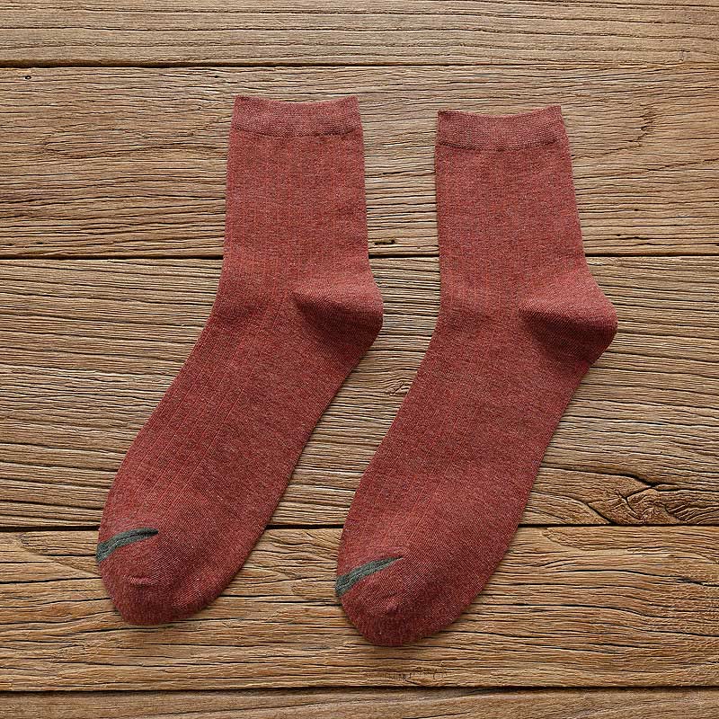 Chaussettes en coton à doublure couleur pure grande taille (6 paires)