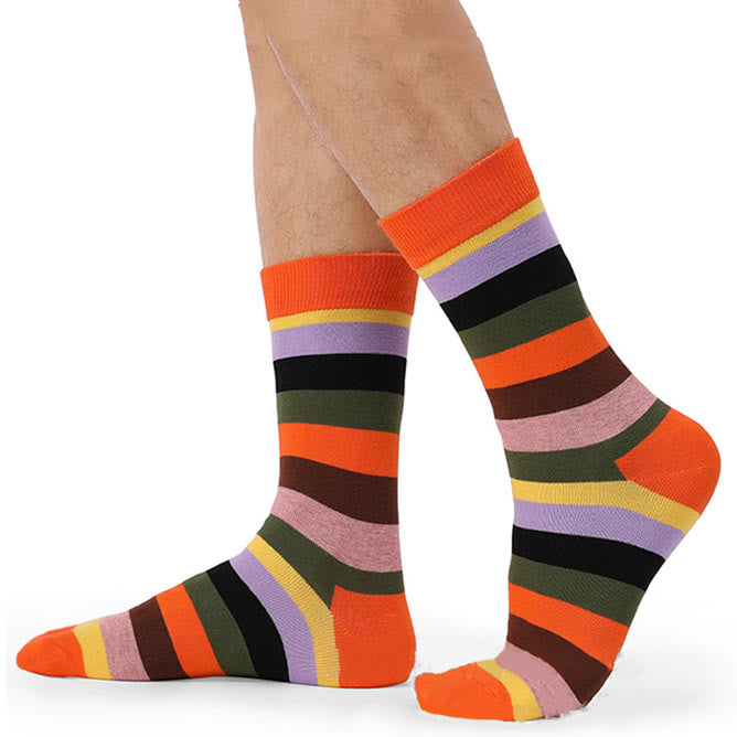 Chaussettes fantaisie en coton à rayures colorées (5 paires)
