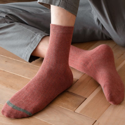 Chaussettes en coton à doublure couleur pure grande taille (6 paires)