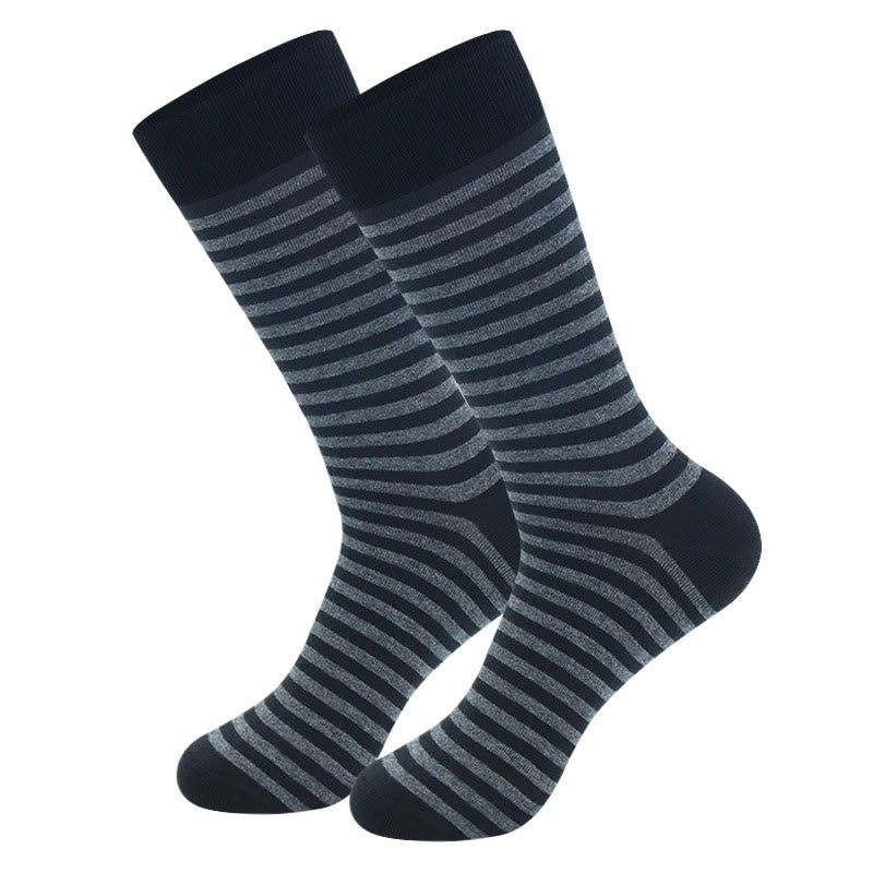 Chaussettes mi-mollet à rayures grises grande taille (5 paires)