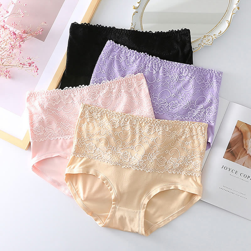 Culotte taille haute en dentelle grande taille (lot de 4)