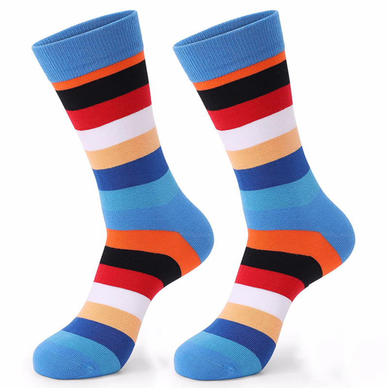 Chaussettes fantaisie en coton à rayures colorées (5 paires)