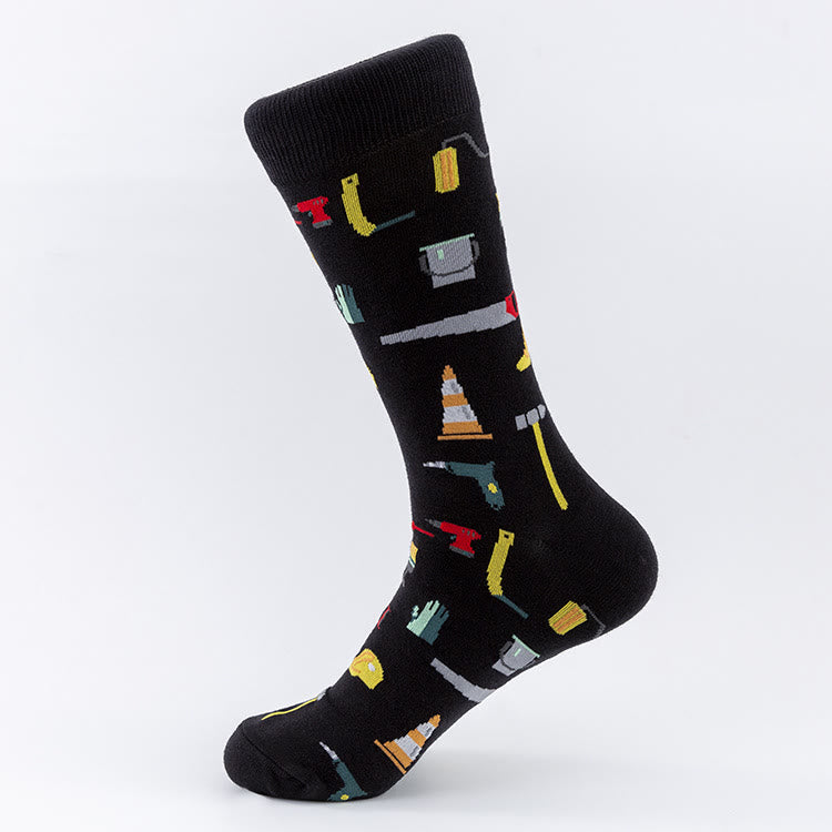 Chaussettes mi-mollet à imprimés d'outils grande taille (4 paires)