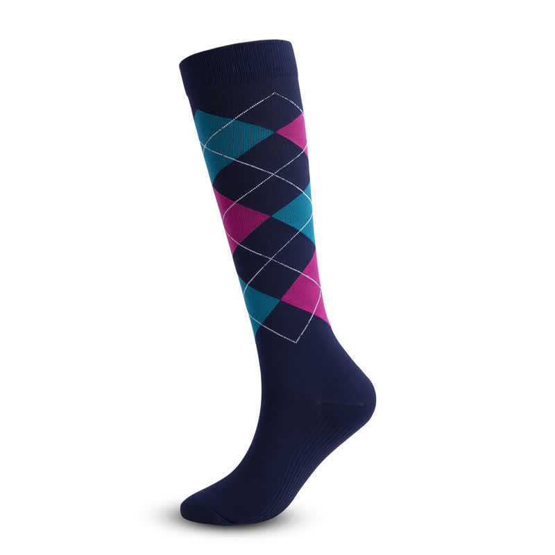 Chaussettes de compression colorées à losanges (5 paires)