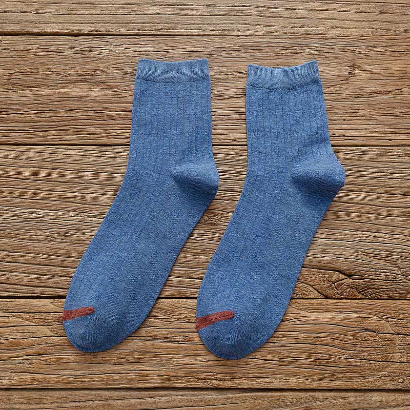 Chaussettes en coton à doublure couleur pure grande taille (6 paires)