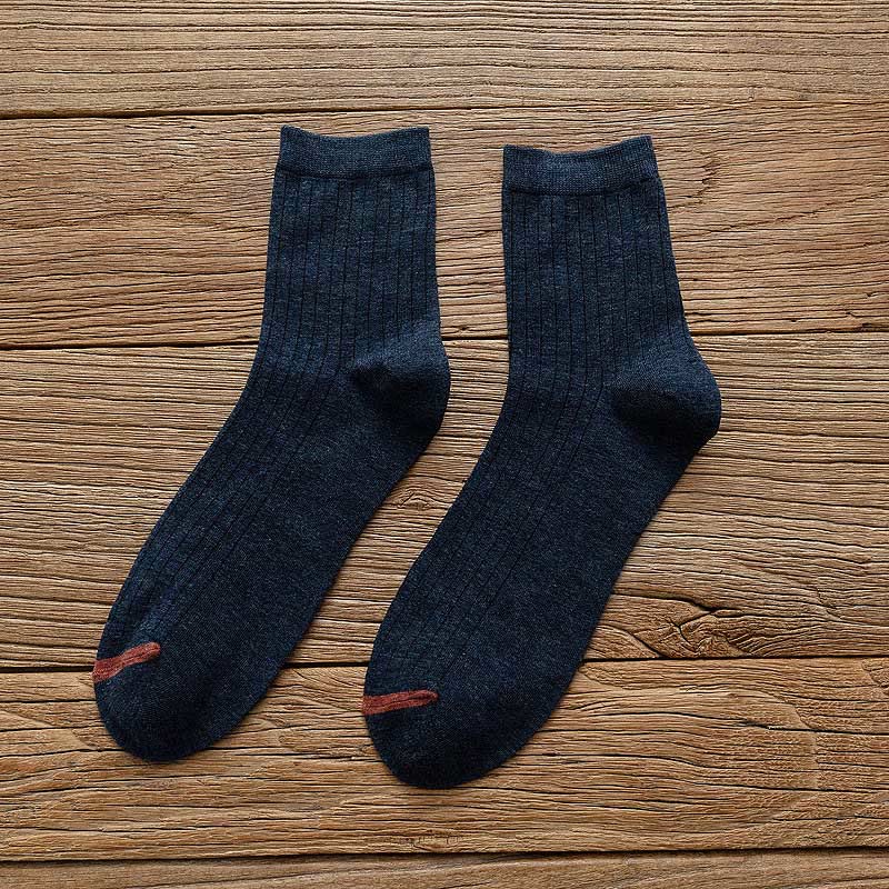 Chaussettes en coton à doublure couleur pure grande taille (6 paires)