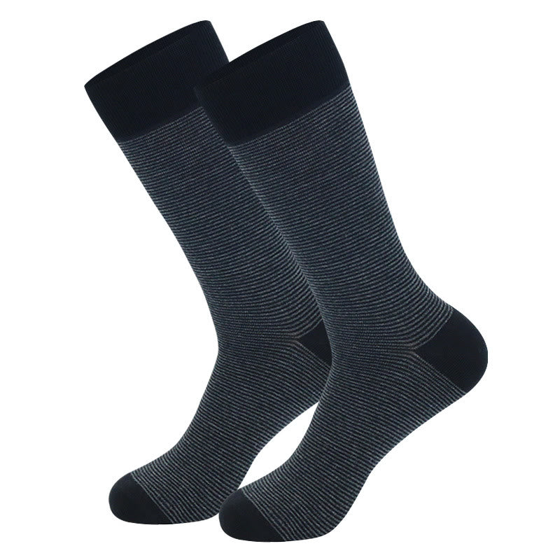 Chaussettes mi-mollet à rayures grises grande taille (5 paires)