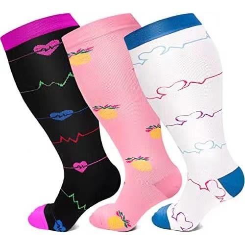 Chaussettes de compression Ananas pour électrocardiogramme, grande taille (3 paires)