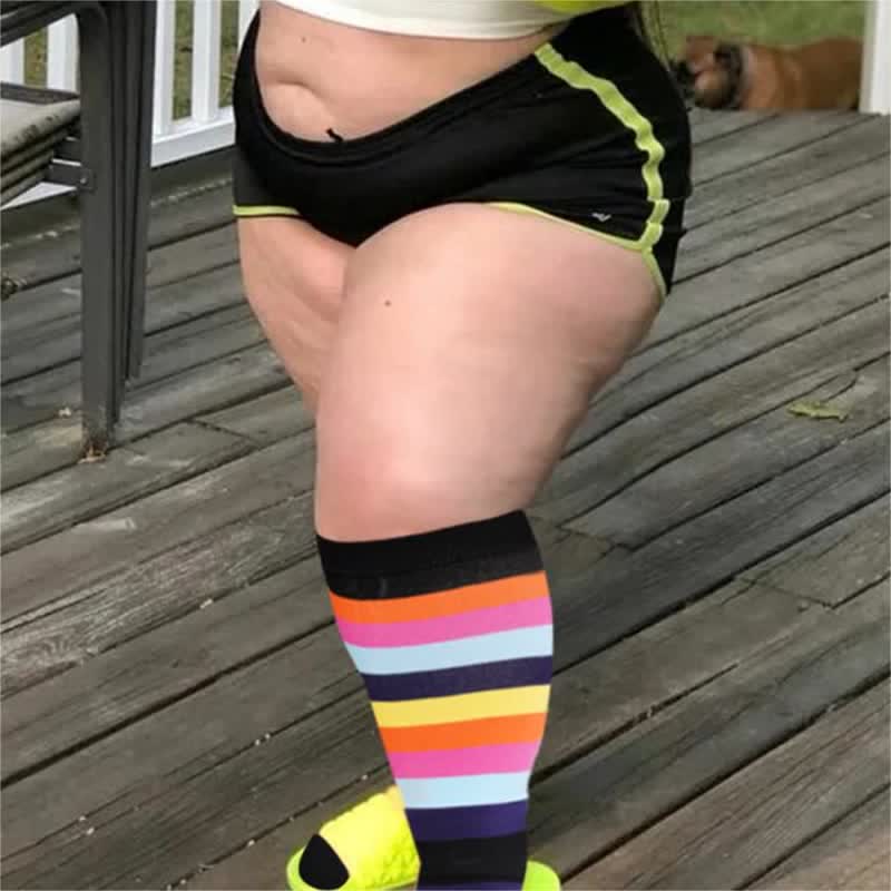 Chaussettes de compression à imprimé arc-en-ciel grande taille (3 paires)