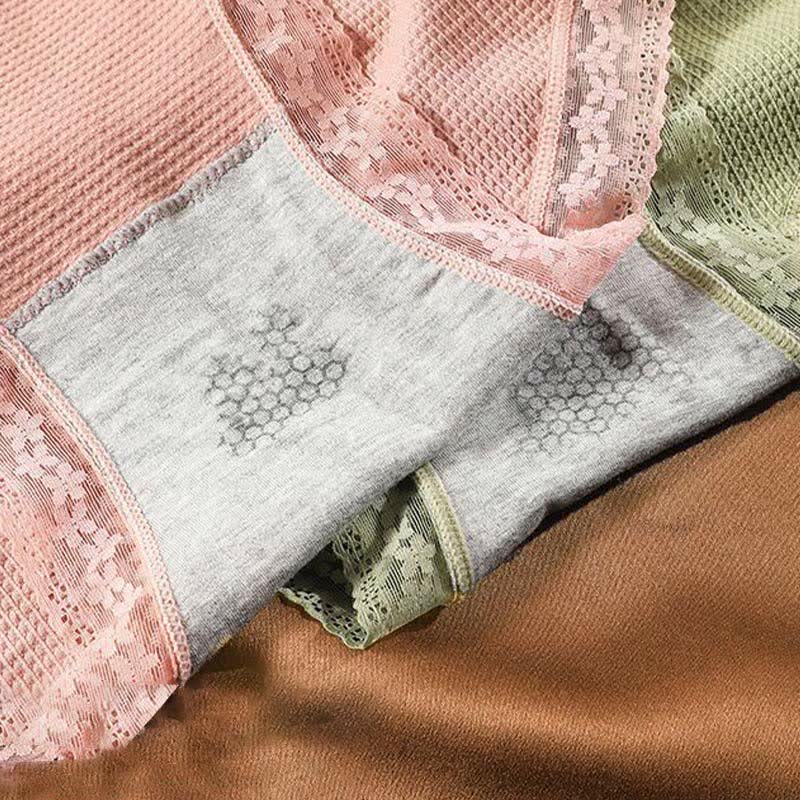 Culotte taille haute respirante en dentelle grande taille (5 paires)