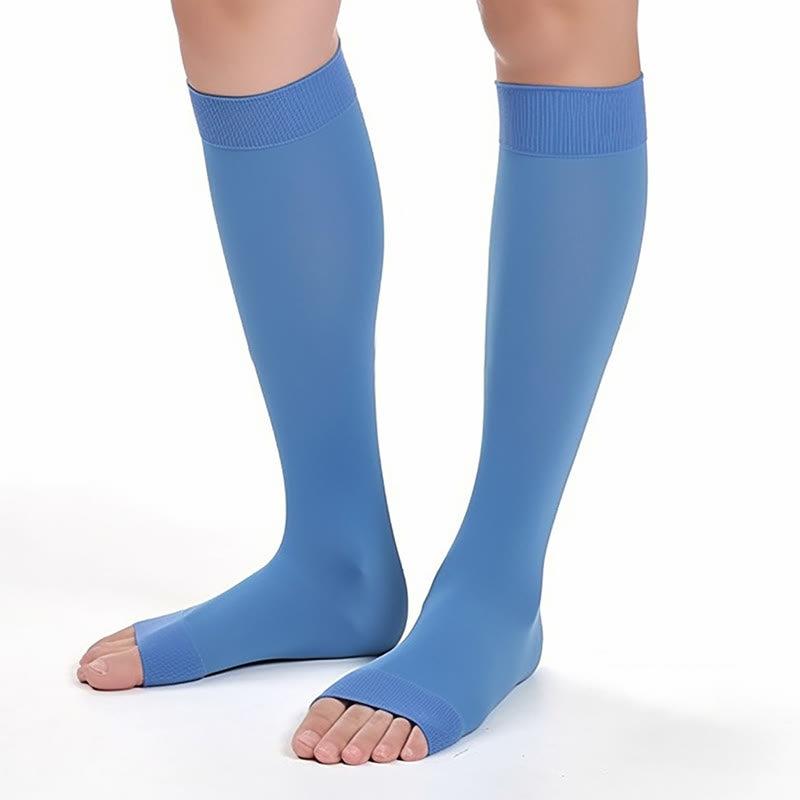 Chaussettes de compression à bout ouvert multicolores grande taille - Bleu - 4XL - image 13