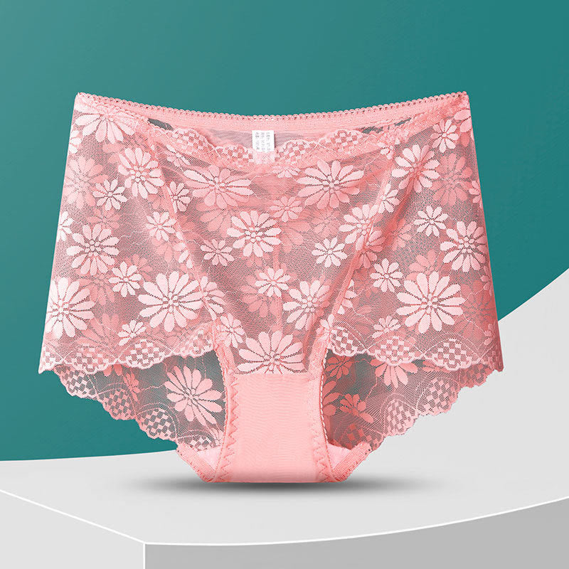 Culotte taille haute en dentelle florale grande taille (5 paires)
