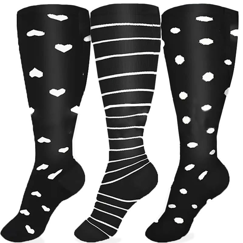 Chaussettes de compression à rayures blanches grande taille (3 paires)