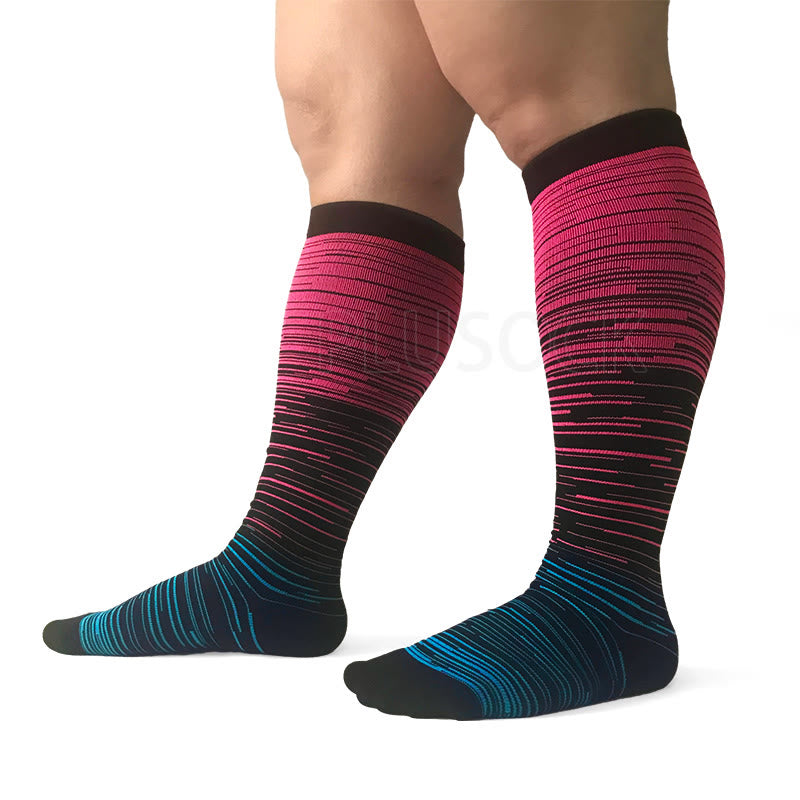 Chaussettes de compression grande taille à filaments roses rouges (2XL-7XL) (3 paires)