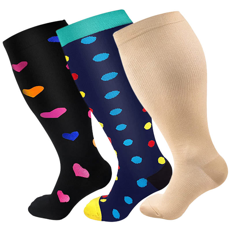 Chaussettes de compression Skin Heart Dot grande taille 2XL-7XL (3 paires)