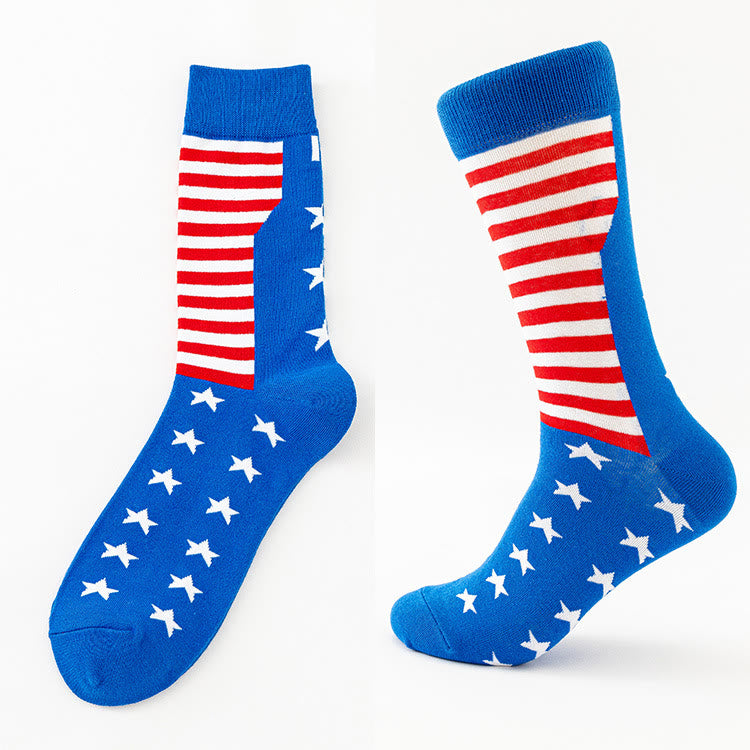 Chaussettes mi-mollet USA Stars Stripes grande taille (6 paires)