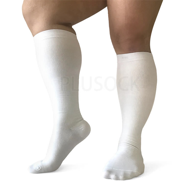 Chaussettes de compression grande taille de couleur unie 2XL-7XL (3 paires)
