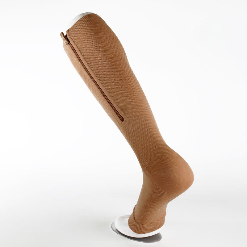 Chaussettes de compression graduée à fermeture éclair et bout ouvert - Peau - 3XL - image 6
