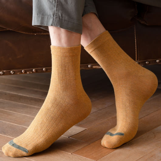 Chaussettes en coton à doublure couleur pure grande taille (6 paires)