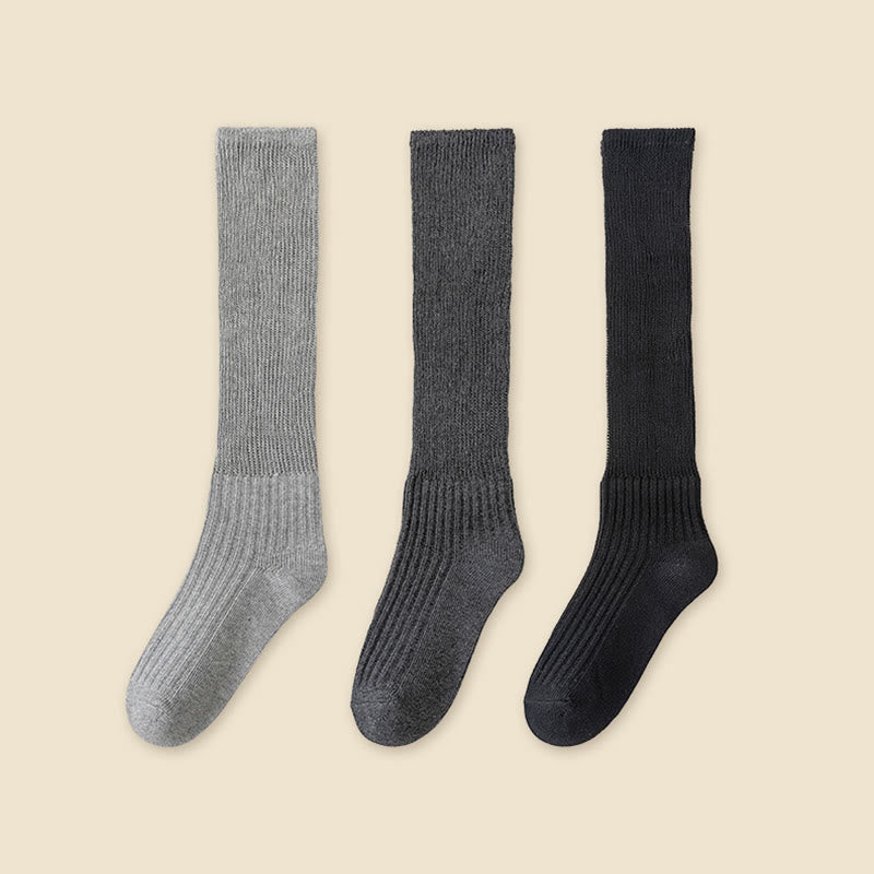Chaussettes souples élégantes de couleur unie (3 paires) - Gris + Gris foncé + Noir - EU36-40 (US3-7) - image 22