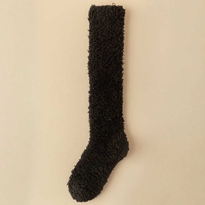 Chaussettes hautes en peluche épaisse grande taille (5 paires) - Noir - EU36-43(US3-9) - image 15