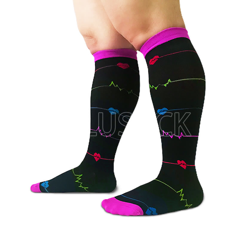 Chaussettes de compression violettes pour électrocardiogramme, grandes tailles (2XL-7XL) (3 paires)