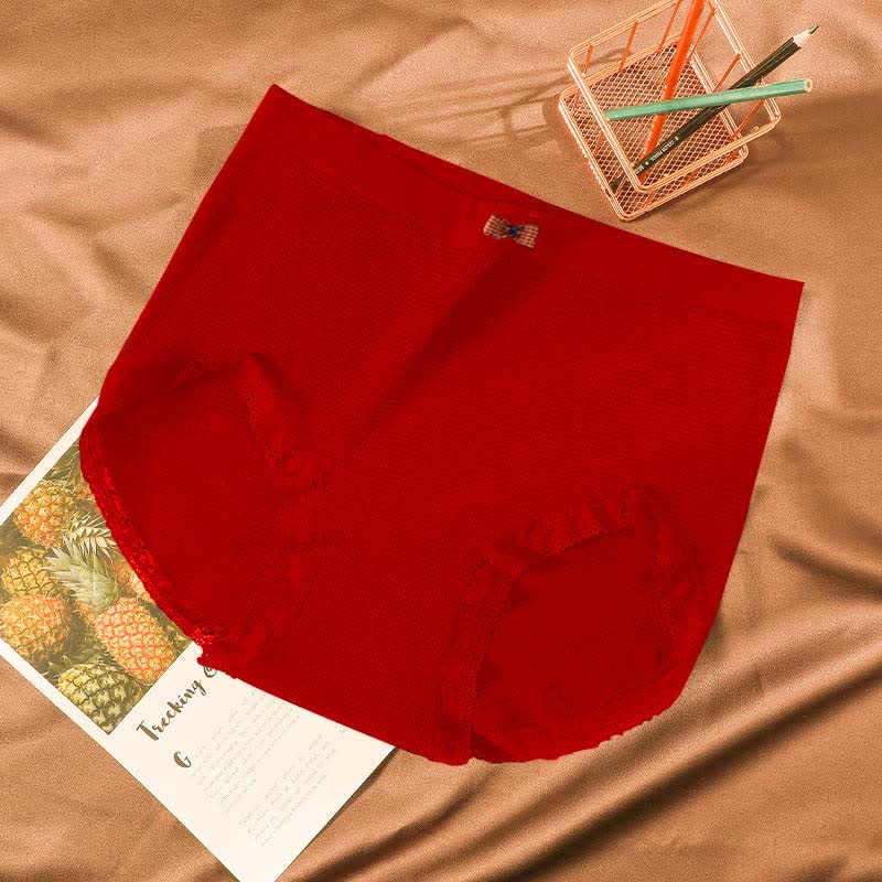 Culotte taille haute respirante en dentelle grande taille (5 paires)