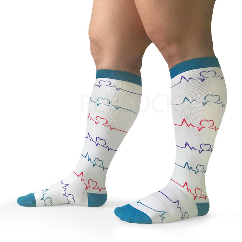 Chaussettes de compression blanches pour électrocardiogramme grande taille (3 paires)