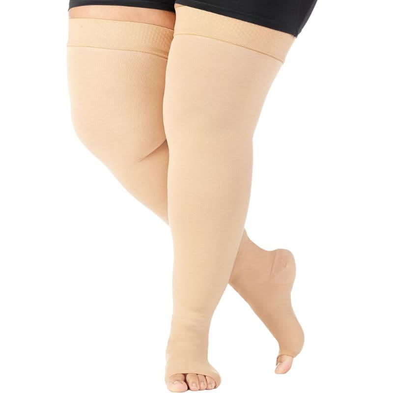Chaussettes de compression hautes à bout ouvert, grande taille (2 paires) - Nu - 7XL - image 2