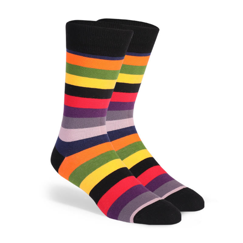 Chaussettes à rayures colorées grande taille (6 paires)