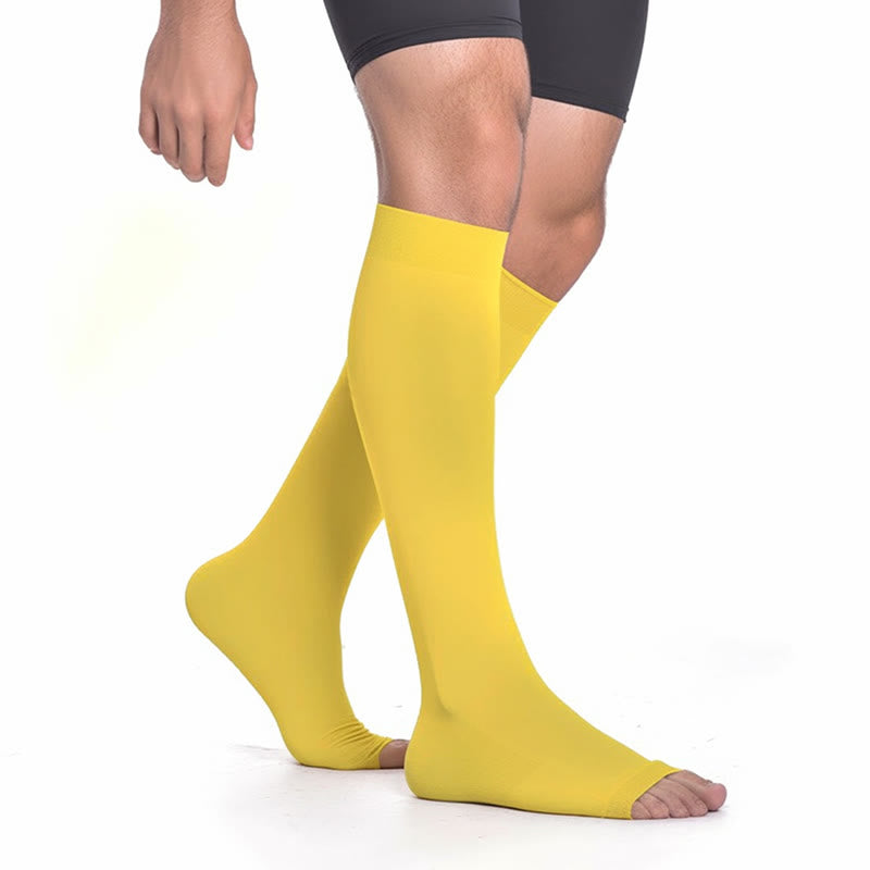 Chaussettes de compression à bout ouvert multicolores grande taille - Jaune - 4XL - image 9