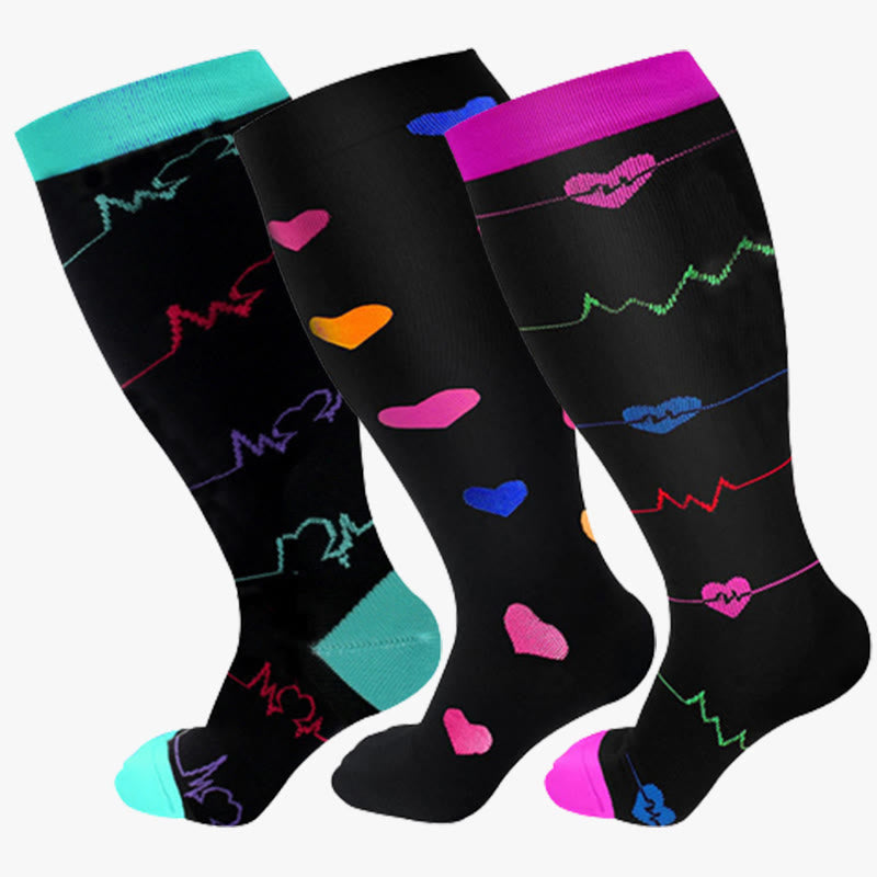 Chaussettes de compression grande taille pour électrocardiogramme (3 paires)