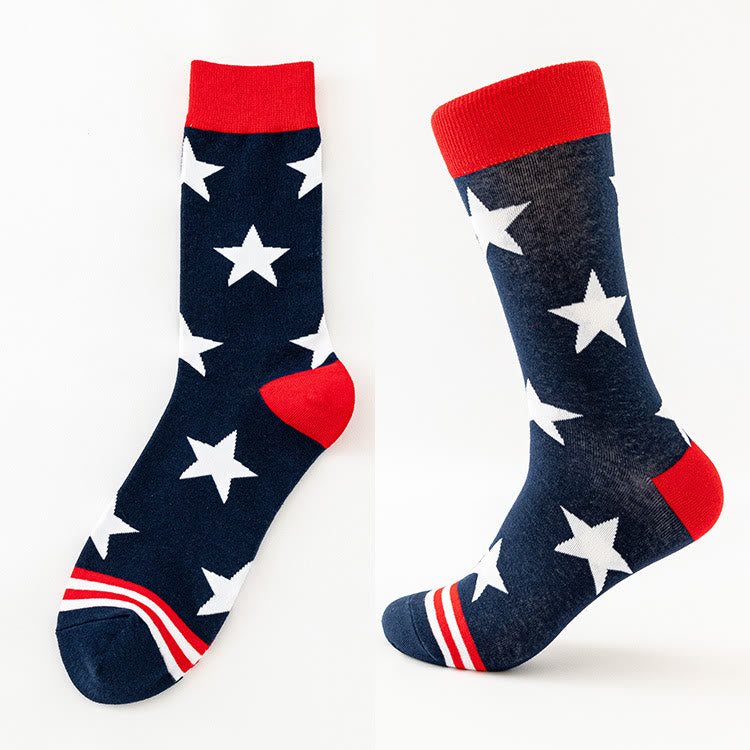 Chaussettes mi-mollet USA Stars Stripes grande taille (6 paires)