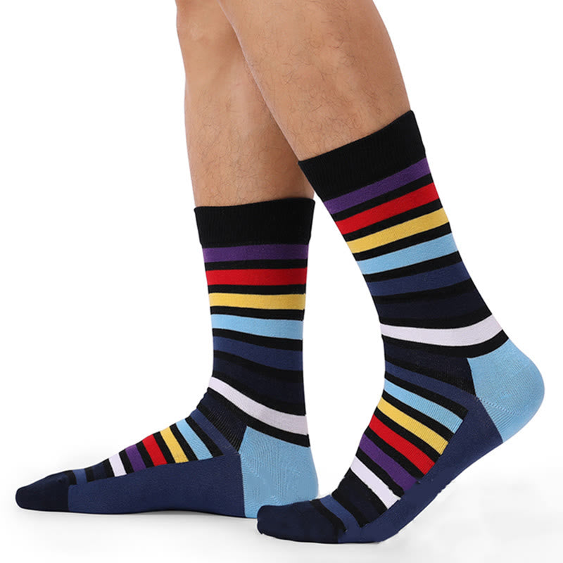 Chaussettes fantaisie en coton à rayures colorées (5 paires)
