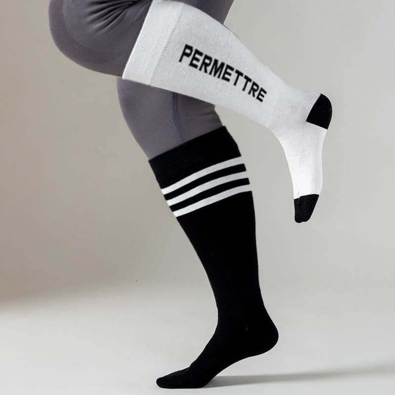 Chaussettes de compression en coton de couleurs mélangées, grande taille (3 paires)
