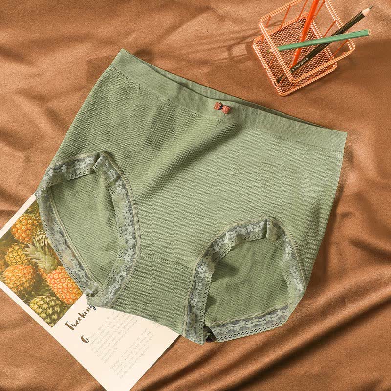 Culotte taille haute respirante en dentelle grande taille (5 paires)