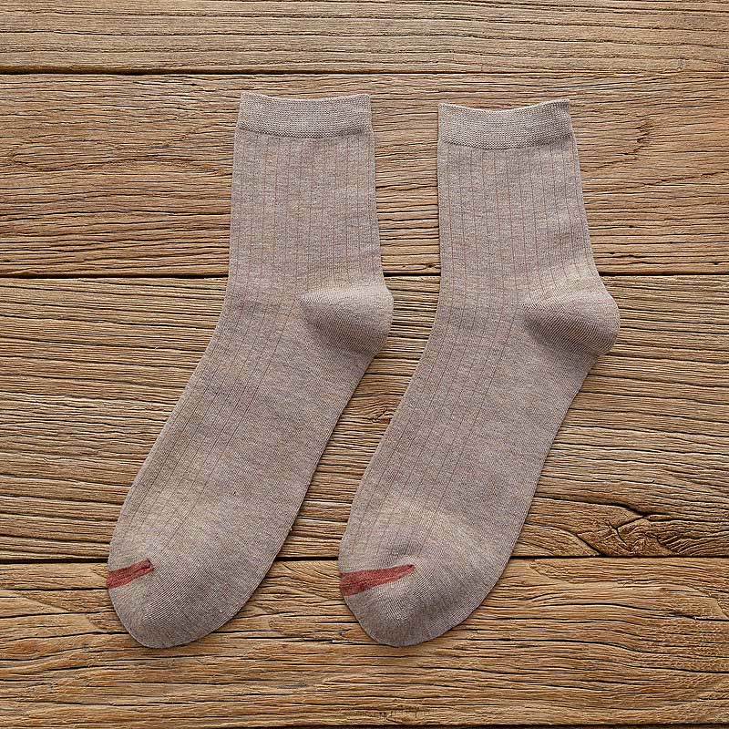 Chaussettes en coton à doublure couleur pure grande taille (6 paires)