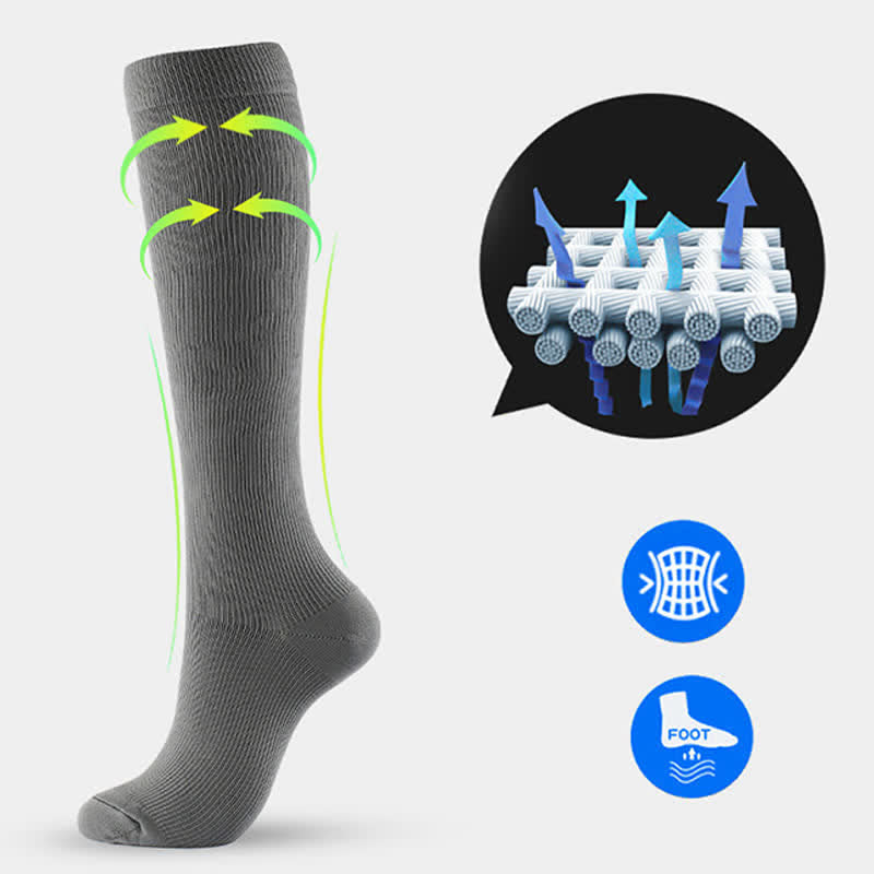 Chaussettes de compression antidérapantes de couleur unie grande taille (6 paires)