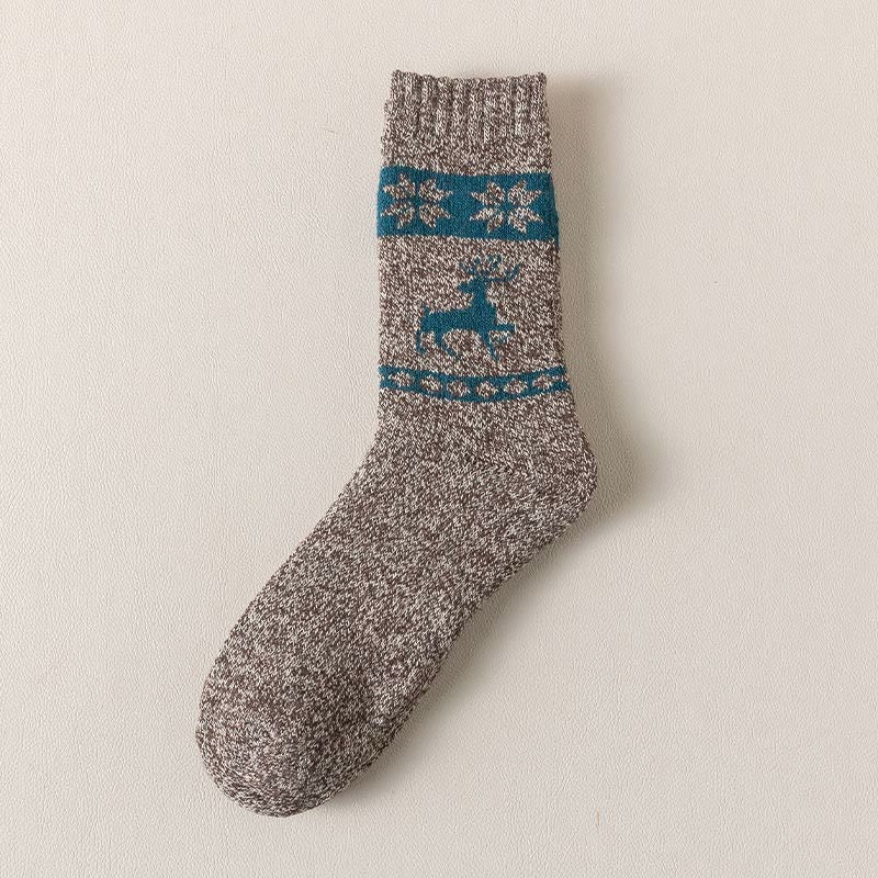 Chaussettes courtes en laine épaisse à motif d'élan (5 paires) - Café - EU39-46 (US6-12) - image 6